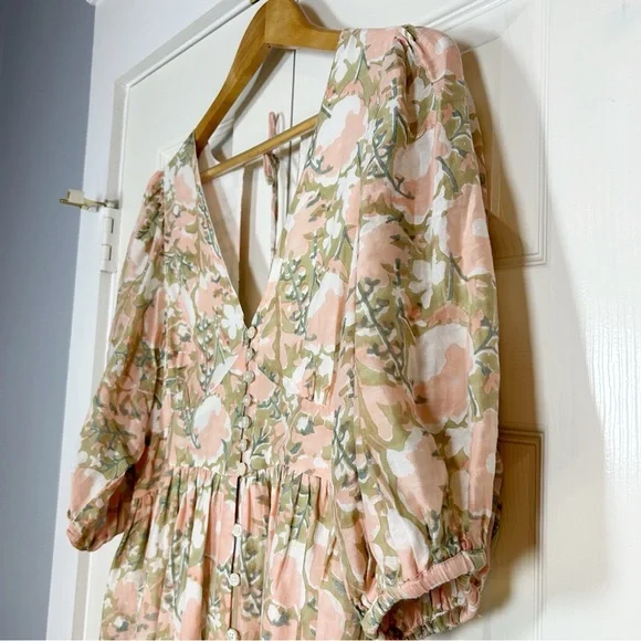 MIRTH Floral Puff Sleeve Midi Dress Snapdragon M Cottagecore Prairie Gir… - Picture 7 of 12